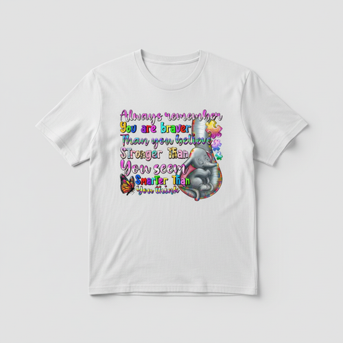 White t-shirt mockup with inspirational elephant design