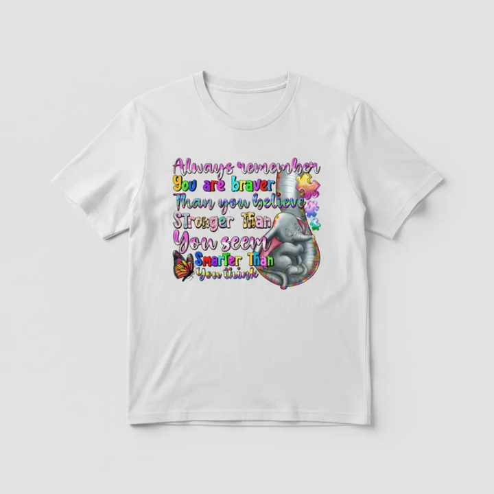 White t-shirt mockup with inspirational elephant design