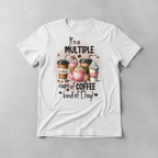 White t-shirt mockup with multiple coffee cups design