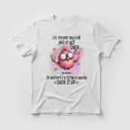White t-shirt mockup with sassy bird design