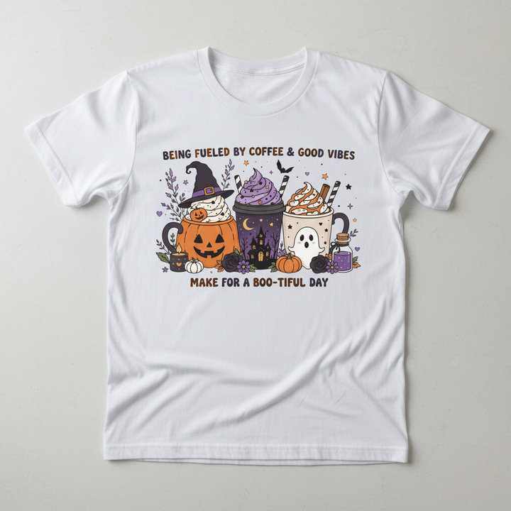 White Tee - Boo-tiful Day Coffee Mockup